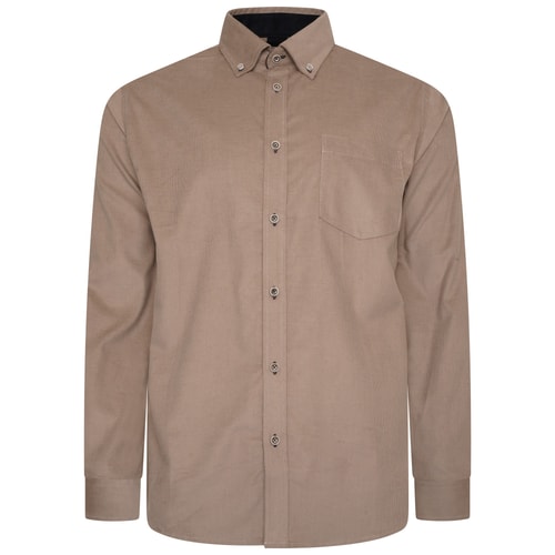 KAM Long Sleeve Fine Cotton Corduroy Shirt Stone